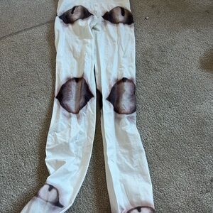 Unique White and Brown Patterned Pants